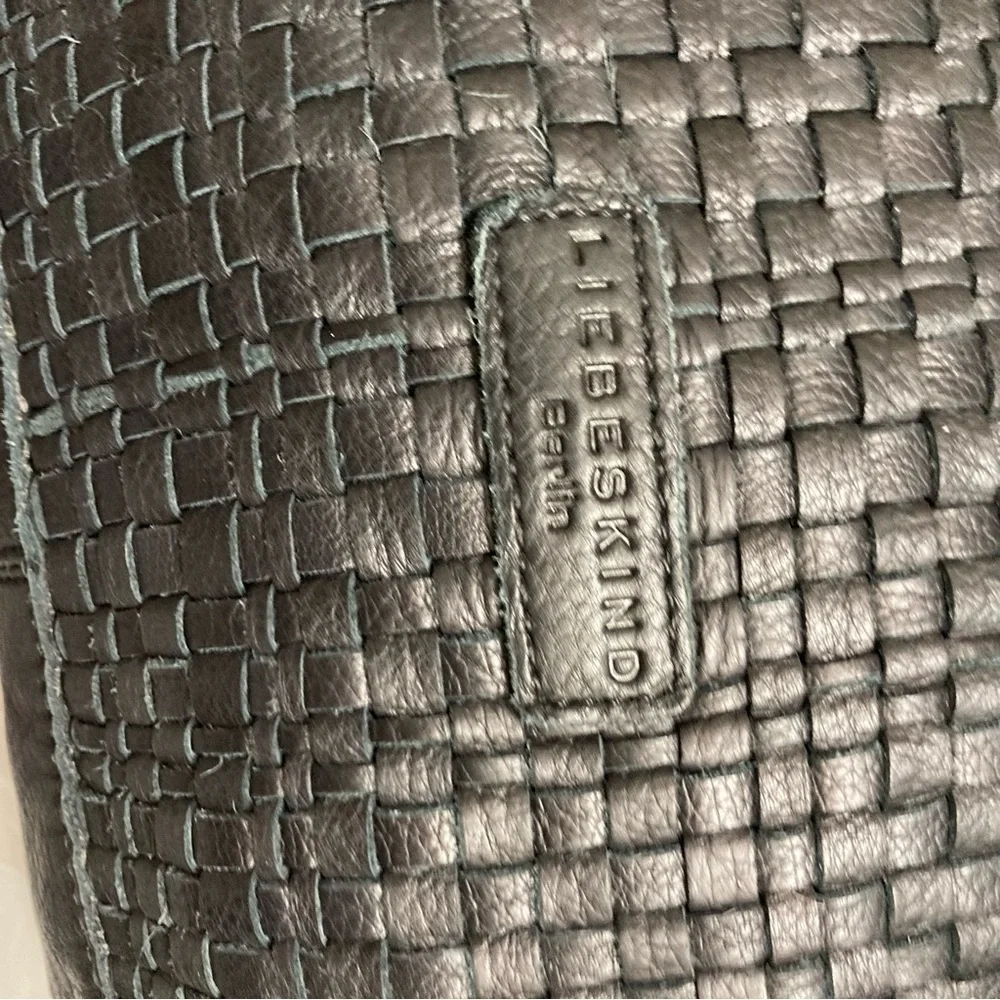 NWT LEIBESKIND-BERLIN SHOULDER SATCHEL woven black leather beautiful